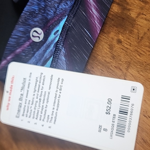 NWT Lululemon Energy Bra Nulux 8 print - Picture 6 of 8
